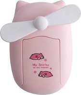Cartoon schattige handheld kleurrijke licht mini outdoor compacte draagbare aanvulventilator (roze)