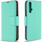 Voor Huawei Honor 20S Litchi Texture Pure Color Horizontale Flip PU lederen tas met houder & kaartsleuven & portemonnee & lanyard (groen)