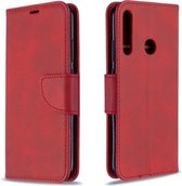 Voor Huawei P40 Lite E / Y7P retro lamsvacht textuur pure kleur horizontale flip pu lederen case met houder & kaartsleuven & portemonnee & lanyard (rood)