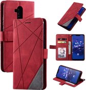 Voor Huawei Mate 20 Lite Skin Feel Splicing Horizontale flip lederen hoes met houder & kaartsleuven & portemonnee & fotolijst (rood)