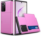 Voor Samsung Note20 Ultra Shockproof Rugged Armor beschermhoes met kaartsleuf (roze)