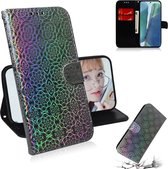 Voor Samsung Galaxy Note20 Effen Kleur Kleurrijke Magnetische Gesp Horizontale Flip PU Lederen Case met Houder & Kaartsleuven & Portemonnee & Lanyard (Zilver)