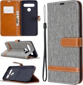 Voor LG K61 Denim Texture Horizontale Flip Leren Case met Houder & Kaartsleuven & Portemonnee & Lanyard (Grijs)