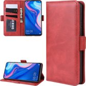 Wallet Stand Leather Cell Phone Case voor Y9 PRIME 2019, met portemonnee & houder & kaartsleuven (rood)