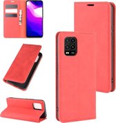Voor Geschikt voor Xiaomi mi 10 lite 5g retro-skin zakelijke magnetische zuig lederen tas met houder & kaartsleuven & portemonnee (rood)