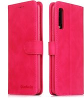 Voor Galaxy A50 Diaobaolee Pure Fresh Texture Horizontaal Flip Leren Case, met Houder & Kaartsleuf & Portemonnee & Fotolijst (Rood)