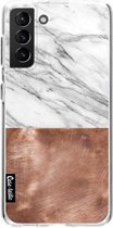 Casetastic Samsung Galaxy S21 Plus 4G/5G Hoesje - Softcover Hoesje met Design - Marble Copper Print