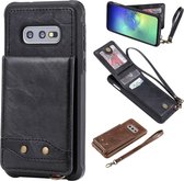 Voor Galaxy S10e Verticale Flip Schokbestendige Leren Beschermhoes met Kort Touw, Kaartsleuven & Beugel & Fotohouder & Portemonnee Functie (Zwart)