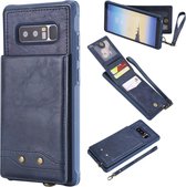 Voor Galaxy Note 8 Verticaal Flip Schokbestendig Leren Beschermhoes met Kort Touw, Kaartsleuven & Beugel & Fotohouder & Portemonnee Functie (Blauw)