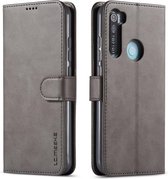 LC.IMEEKE voor Xiaomi Redmi Note 8 kalfsleer Horizontale flip lederen tas, met houder & kaartsleuven & portemonnee (grijs)