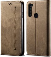 Voor Xiaomi Redmi Note 8 Denim Texture Casual Style Horizontale Flip Leather Case met houder & kaartsleuven & portemonnee (Khaki)