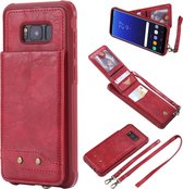 Voor Galaxy S8 + Verticaal Flip Schokbestendig Leren Beschermhoes met Lang Touw, Kaartsleuven & Beugel & Fotohouder & Portemonnee Functie (Rood)