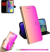 Voor Galaxy A70s Spiegelachtige magnetische aantrekkingskracht Horizontale flip lederen tas met draagkoord, houder en kaartsleuf en portemonnee (kleurverloop)