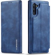 Voor Galaxy Note 10+ Hon Ancient Series lederen tas met kaartsleuven en houder en portemonnee (blauw)