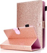 Voor 8 inch tabletvernis Glitterpoeder Horizontale flip lederen tas met houder en kaartsleuf (rose goud)