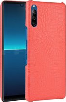 Voor Sony Xperia L4 schokbestendige krokodiltextuur pc + PU-behuizing (rood)