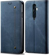 Voor OPPO Reno 2 denim textuur casual stijl horizontale flip lederen tas met houder & kaartsleuven & portemonnee (blauw)