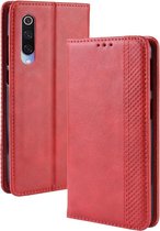Magnetische gesp Retro Crazy Horse Texture Horizontale Flip Leather Case voor Xiaomi Mi CC9 / Xiaomi Mi CC9mt Meitu Edition, met houder & kaartsleuven & fotolijst (rood)