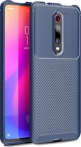 Carbon Fiber Texture Shockproof TPU Case voor Xiaomi Redmi K20 / K20 Pro (blauw)