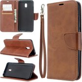 Voor xiaomi redmi 8A lamsvel textuur pure kleur horizontale flip pu lederen case met houder & kaartsleuven & portemonnee & lanyard (bruin)