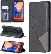 Rhombus Texture Horizontal Flip magnetische lederen tas met houder en kaartsleuven voor Galaxy A7 (2018) (zwart)