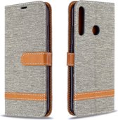 Voor Huawei P40 Lite E / Y7P Kleuraanpassing Denim Texture Horizontaal Flip Leather Case met houder & kaartsleuven & Wallet & Lanyard (grijs)