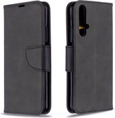 Voor Huawei Honor 20S Retro lamsvacht textuur Pure kleur Horizontaal Flip PU lederen tas met houder & kaartsleuven & portemonnee & lanyard (zwart)