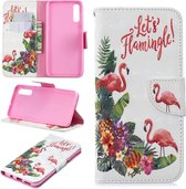 3D gekleurde tekening patroon horizontale Flip lederen tas voor Samsung Galaxy A50, met houder & kaartsleuven & portemonnee (Engelse Flamingo)