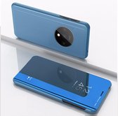 Voor xiaomi redmi k30 pro vergulde spiegel horizontale flip lederen tas met houder (blauw)