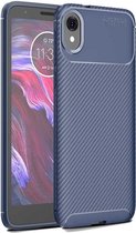 Beetle Series Carbon Fiber Texture Shockproof TPU Case voor MOTO E6 (Blauw)