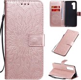 Voor Huawei Nova 7 SE / P40 Lite 5G Zonnebloempatroon met reliÃ«f Horizontaal Flip PU-lederen tas met houder en kaartsleuven en portemonnee en draagkoord (rose goud)