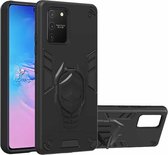 Voor Samsung Galaxy A91 / S10 Lite 2 in 1 Armor Knight Series PC + TPU beschermhoes met onzichtbare houder (zwart)