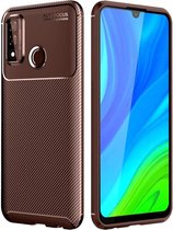 Voor Huawei P smart 2020 Carbon Fiber Texture Shockproof TPU Case (Bruin)