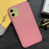 Voor iPhone 11 schokbestendig mat TPU transparant beschermhoes (roze)