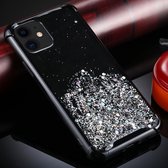 Voor iPhone 11 vierhoekige schokbestendige glitterpoeder acryl + TPU beschermhoes (zwart)