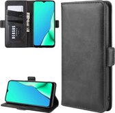 Voor OPPO A9 (2020) / A5 (2020) Dual-side magnetische gesp horizontale flip lederen tas met houder & kaartsleuven & portemonnee & fotolijst (zwart)