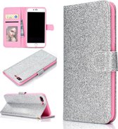 Voor iPhone 8 Plus Glitterpoeder Horizontaal Flip Leren Case met Kaartsleuven & Houder & Fotolijst & Portemonnee (Zilver)