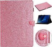 Voor Samsung Galaxy Tab A 10.1 T580 Love Buckle Glitter Horizontal Flip Leather Case met houder & kaartsleuven (roze)