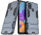 Voor Galaxy A21s PC + TPU schokbestendige beschermhoes met houder (marine)