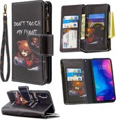 Voor Xiaomi Redmi Note 7 gekleurde tekening patroon rits horizontale flip lederen tas met houder & kaartsleuven & portemonnee (beer)