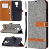 Voor Xiaomi Redmi Note 9 Denim Texture Horizontale Flip Leather Case met houder & kaartsleuven & portemonnee & lanyard (grijs)