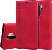 Voor Geschikt voor Xiaomi Redmi Note 8 Pro Frosted Business Magnetische horizontale flip PU lederen tas met houder en kaartsleuf en lanyard (rood)