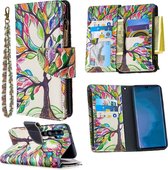Voor Xiaomi Mi CC9 Pro / Note 10 Gekleurd Tekeningpatroon Rits Horizontaal Flip Leren Tas met Houder & Kaartsleuven & Portemonnee (Boom)