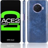 Voor OPPO Ace2 Shockproof Litchi Texture PC + PU Case (blauw)