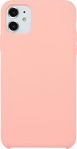 Voor iPhone 11 effen kleur stevige siliconen schokbestendige hoes (roze)