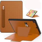 Voor iPad 10.2 Multifunctionele tablet-pc Beschermende lederen tas met beugel & kaartsleuven & pennengleuf & wek- / slaapfunctie (kaki)