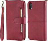 Voor iPhone XR multifunctionele afneembare magnetische horizontale flip lederen tas met kaartsleuven en houder en portemonnee en fotolijst (rood)