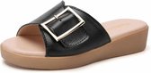 Casual eenvoudige antislip slijtvaste vierkante gesp strand slippers sandalen voor vrouwen (kleur: zwart maat: 36)