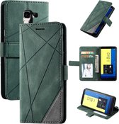 Voor Samsung Galaxy J6 Skin Feel Splicing Horizontale flip lederen tas met houder & kaartsleuven & portemonnee & fotolijst (groen)
