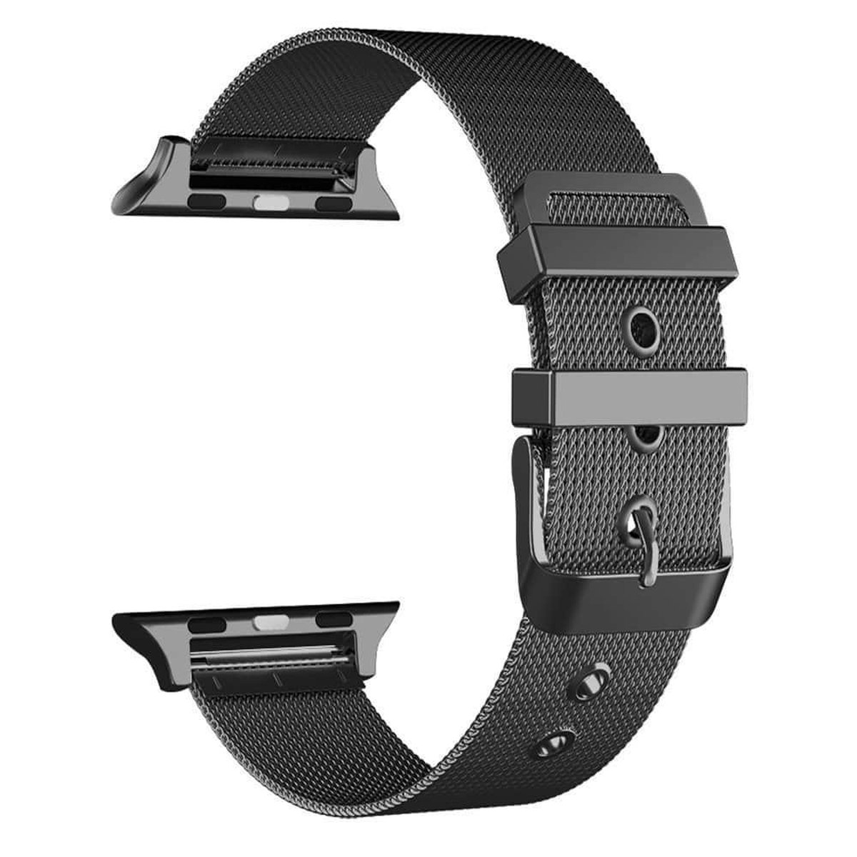Geschikt voor Apple Watch Series 5 & 4 40 mm / 3 & 2 & 1 38 mm Milanese roestvrijstalen horlogeband met dubbele gesp (zwart)